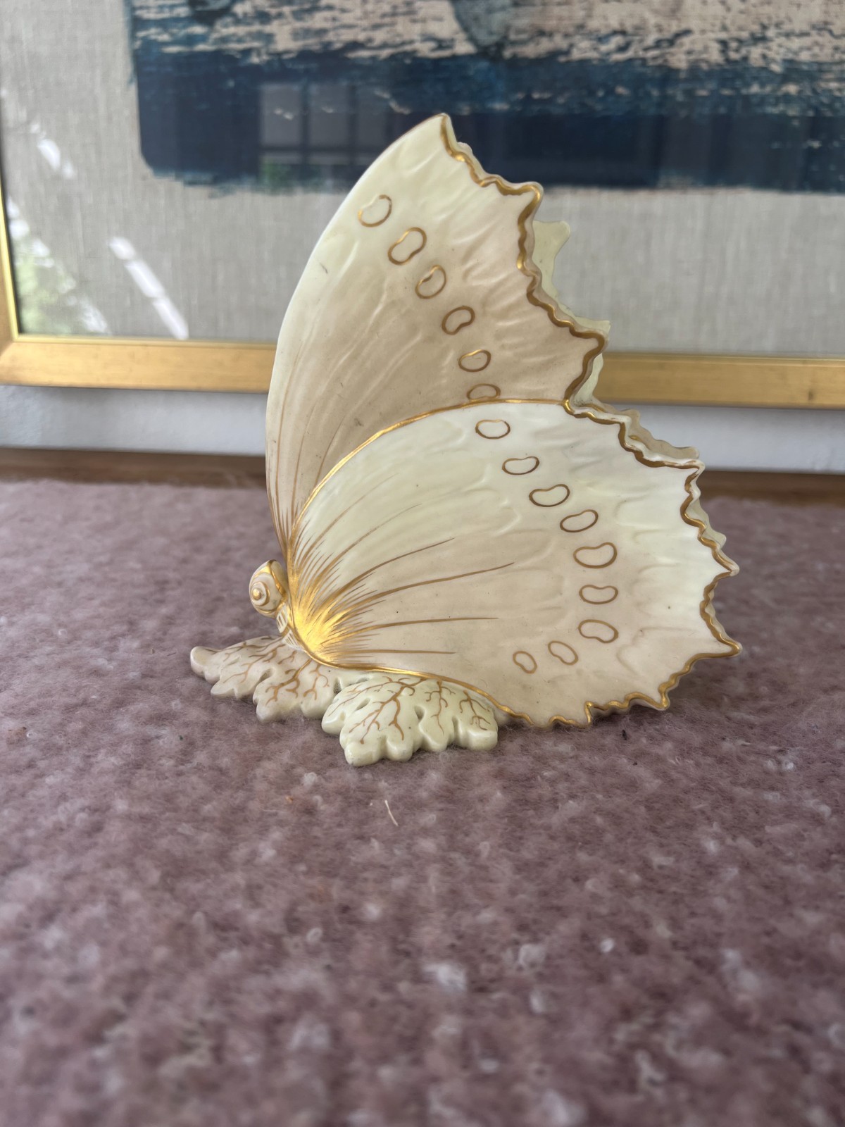 Antique Grainger Royal China Works Pierced Victorian Butterfly Handpainted 1890s
