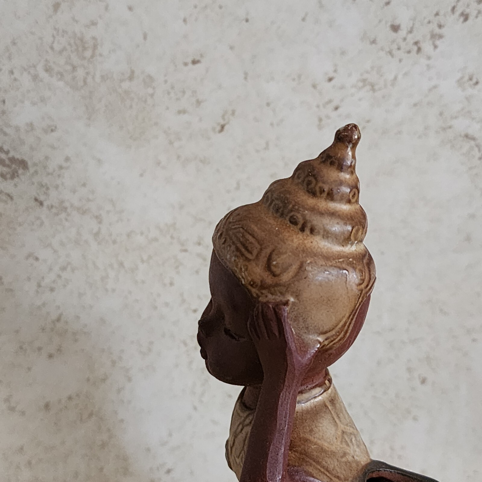 Vintage Redware Thailand Girl Bud Vase Matte Glazed Finish Marked Allied Japan