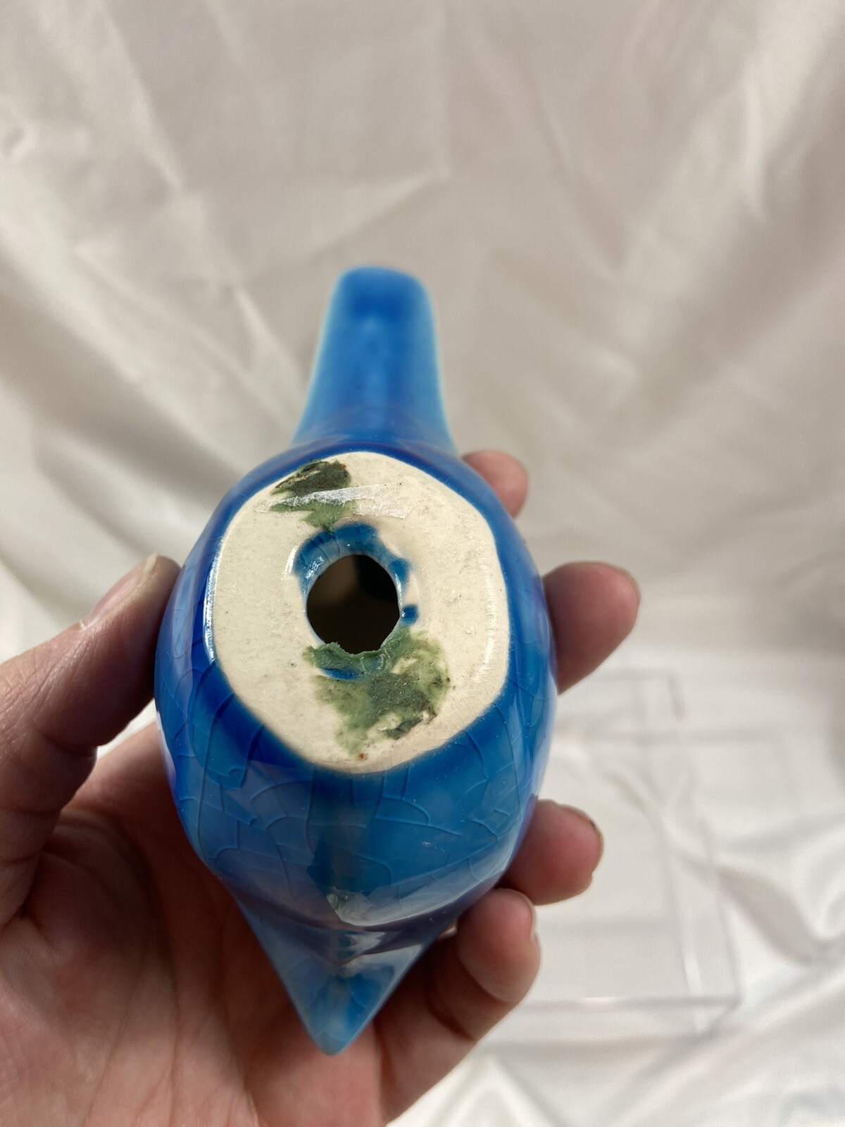 Modern Minimalist Style Blue Ceramic Bird Figurine