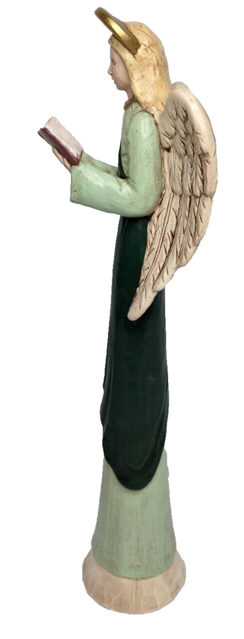Vintage Scioto Ceramic Slip Cast Handmade Angel/ Book 15″ Tall Hand-Painted