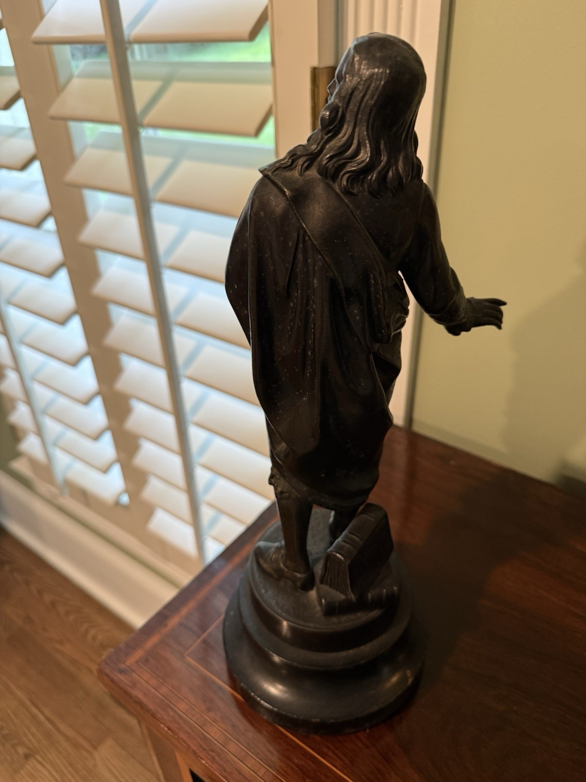 John Milton Metal Statue Figurine Black on Round Base, Adults, People Theme