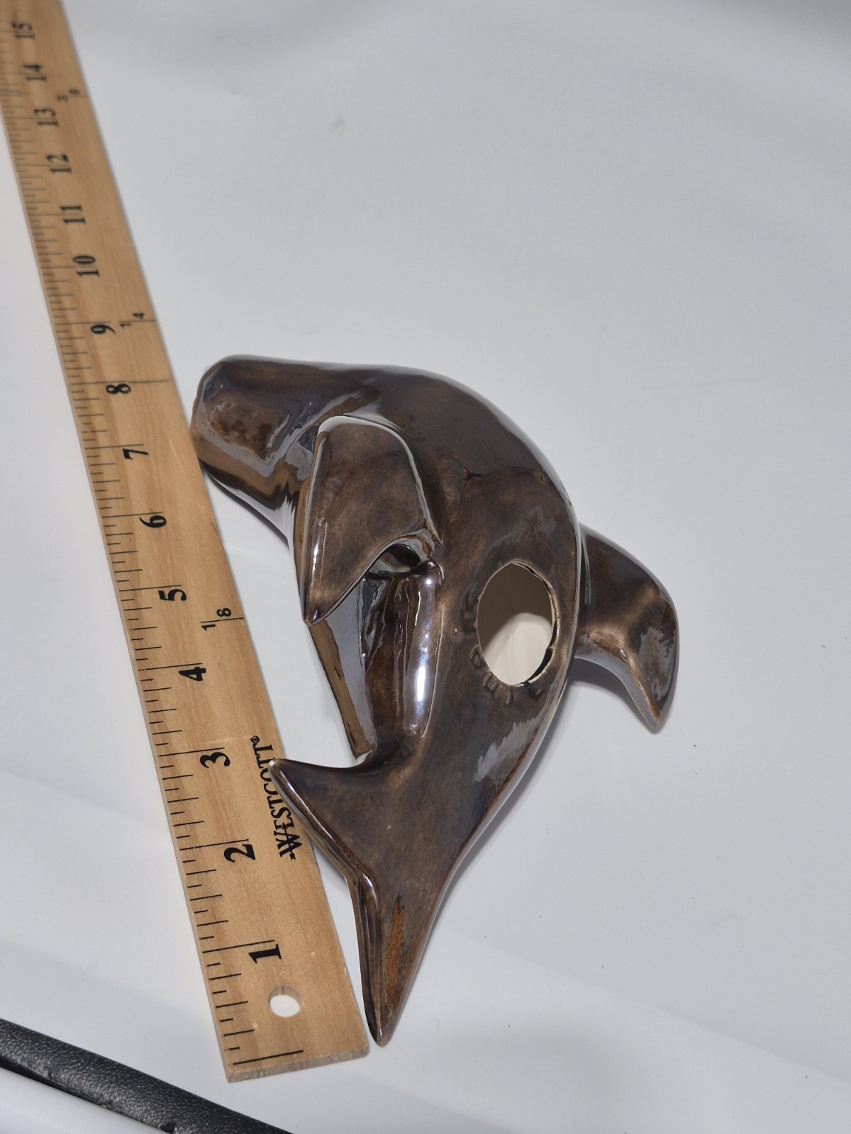 Vintage Arnel’s Sea Lion MCM Ceramic 8″ Iridescent Art Pottery Beach House Decor