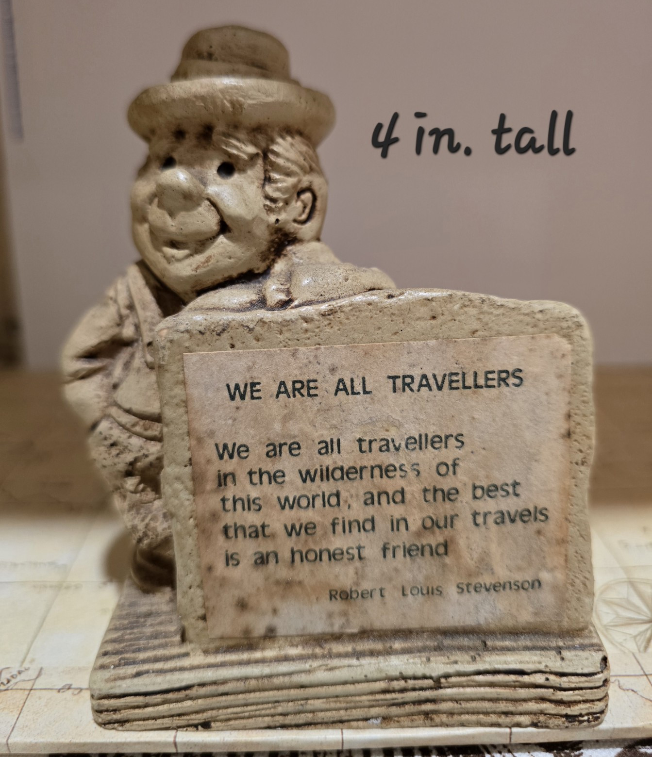 Paula 1976 “We Are All Travellers” Beige Ceramic Traveller Figurine 4 in