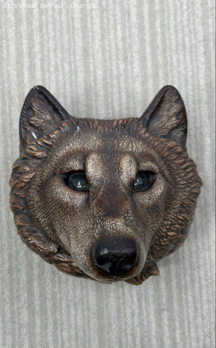 M Pena Windstone Editions Wolf Head Wall Mount Luminous Sculpture Sconce Vtg2000