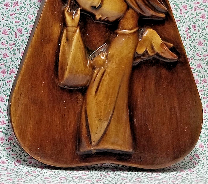 MCM Angel Wall Art Plaques Pair 9″ Praying Angels Plaster Brown UNIQUE