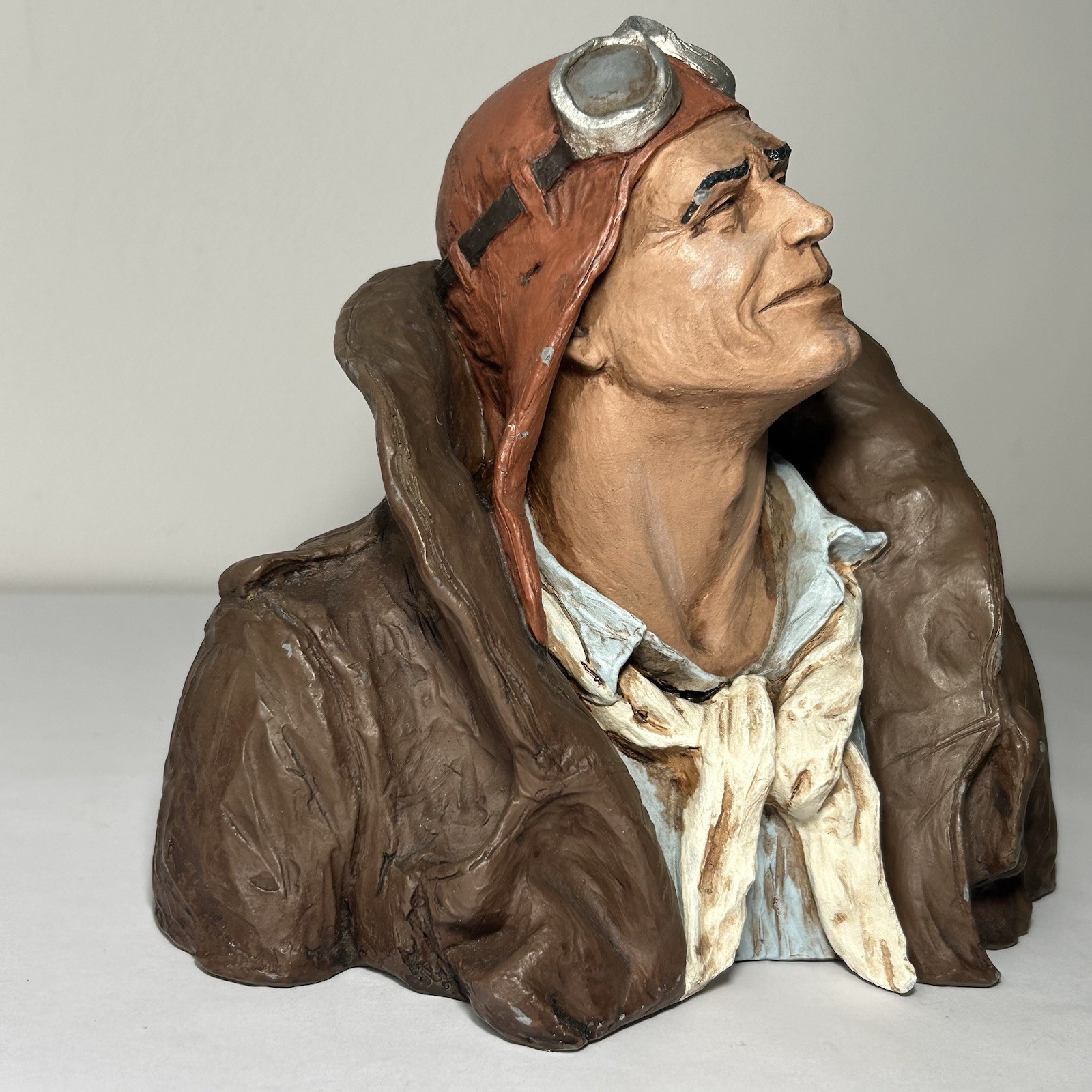 Vintage Flying Leather Michael Garman 1973 Aviator Figurine Pilot Statue Figure