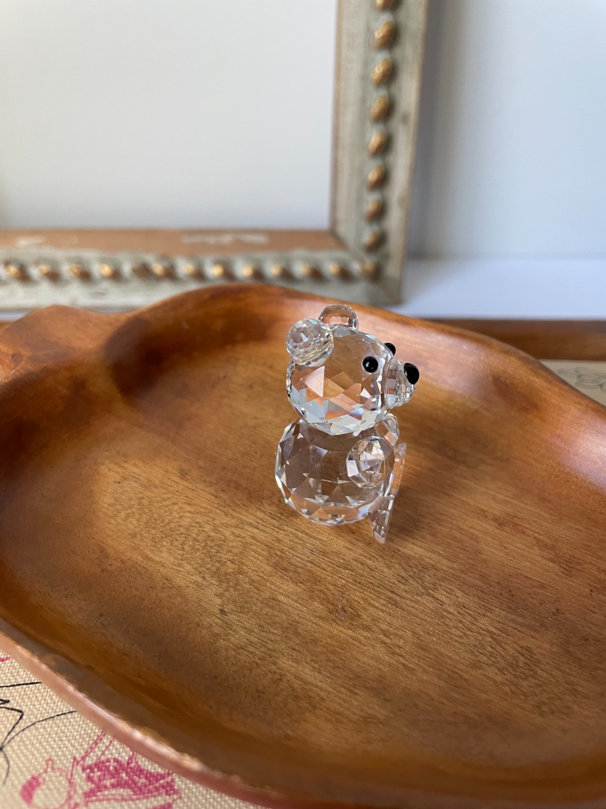Swarovski Crystal Teddy Bear Figurine Retired Clear Faceted No Box