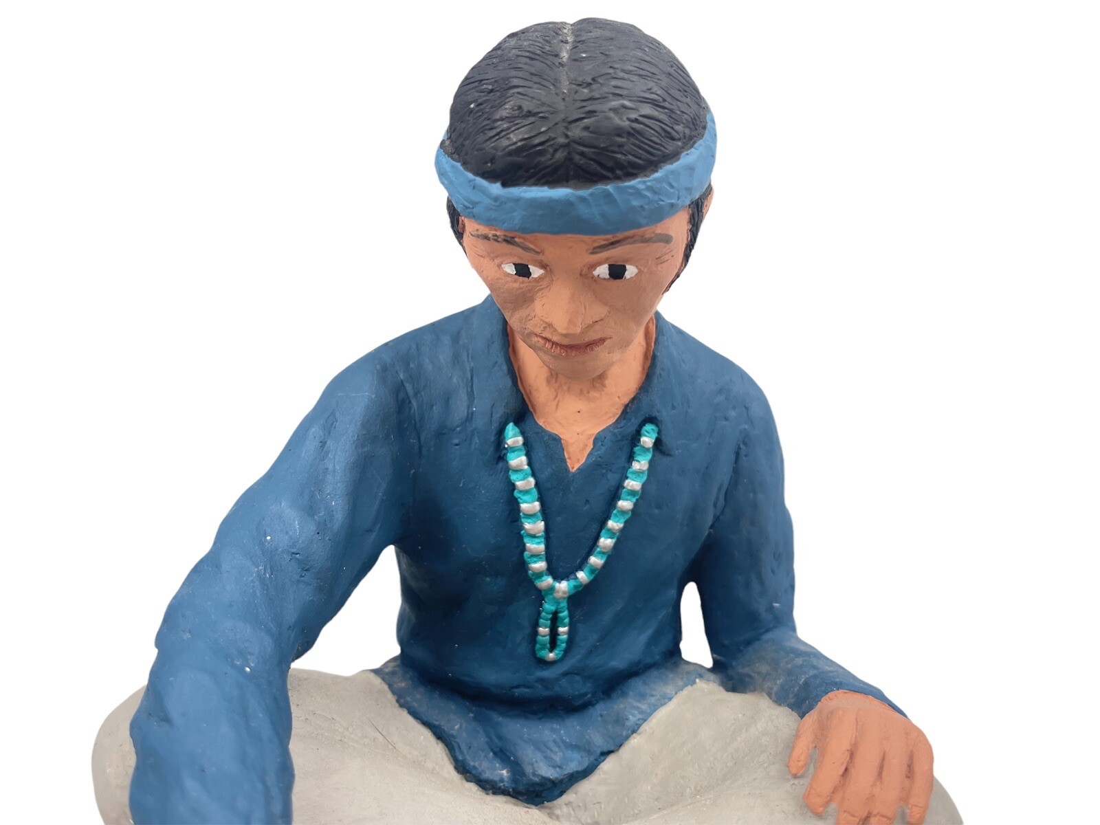 Vintage Santa Fe Navajo Folk Art Stone Clay Sculpture Figure Sand Painting