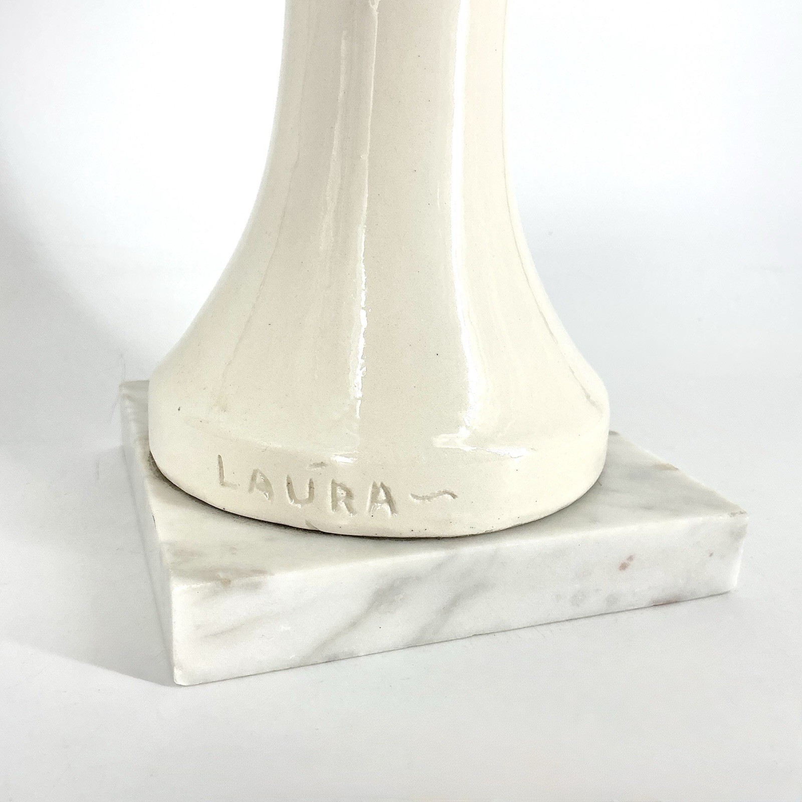Vintage Wig Hat Stand Mannequin Ceramic Lady Head 13 5/8” Italy RARE