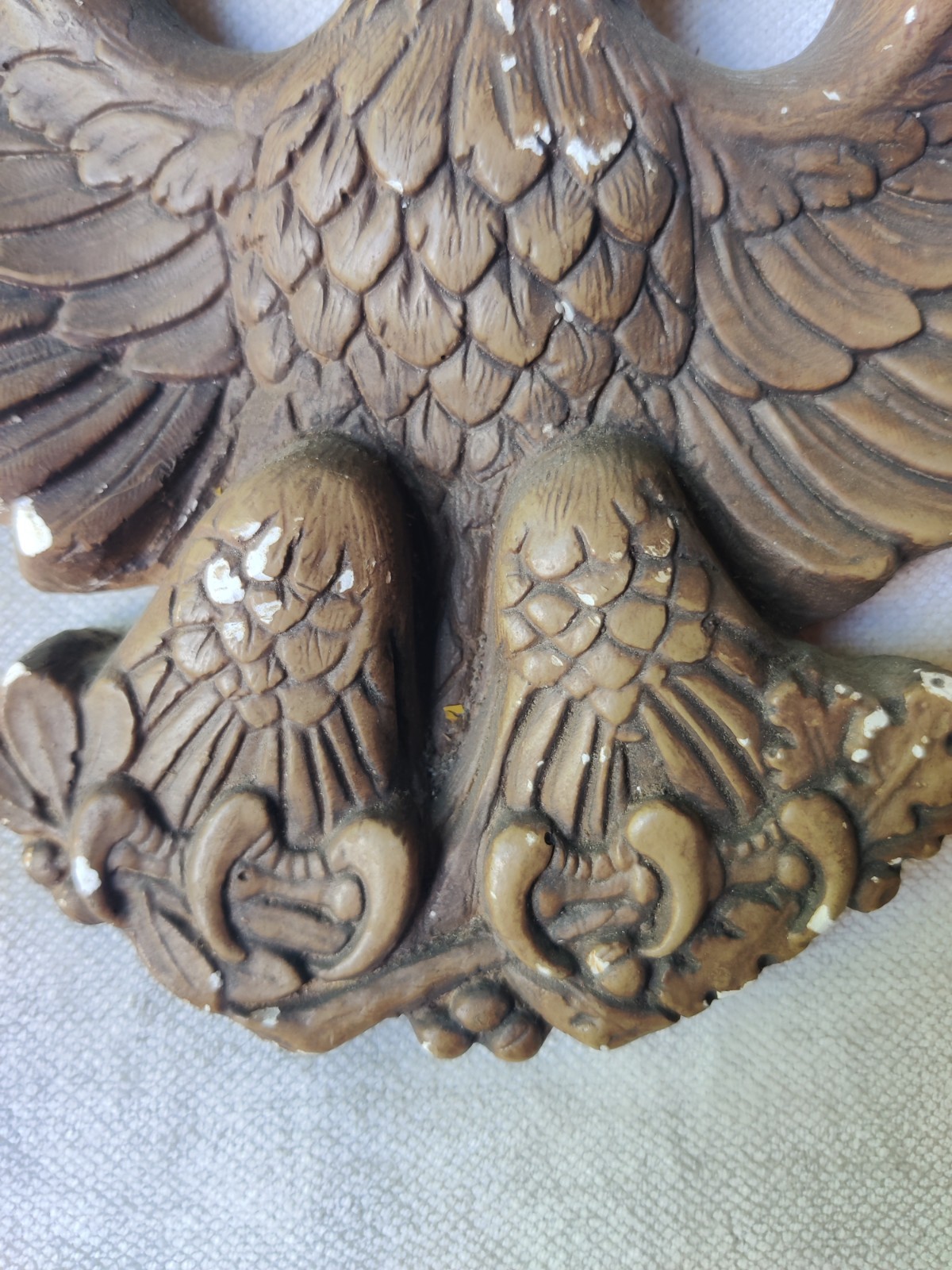 VTG Chalkware Eagle 12.5″ Patriotic USA Military Wall Hanging E Pluribus Unum