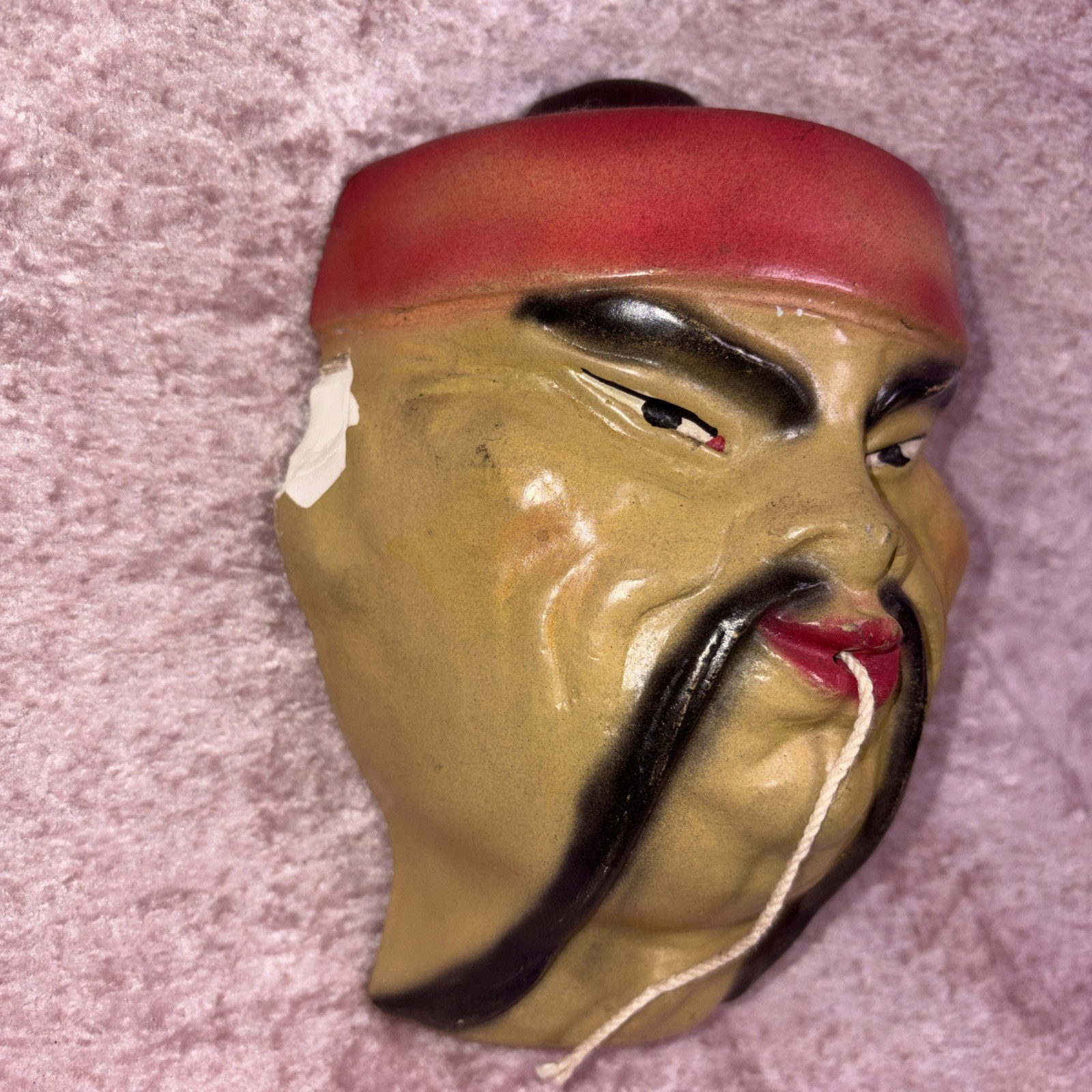 Vintage 1930’s Chalkware String Holder Asian Man