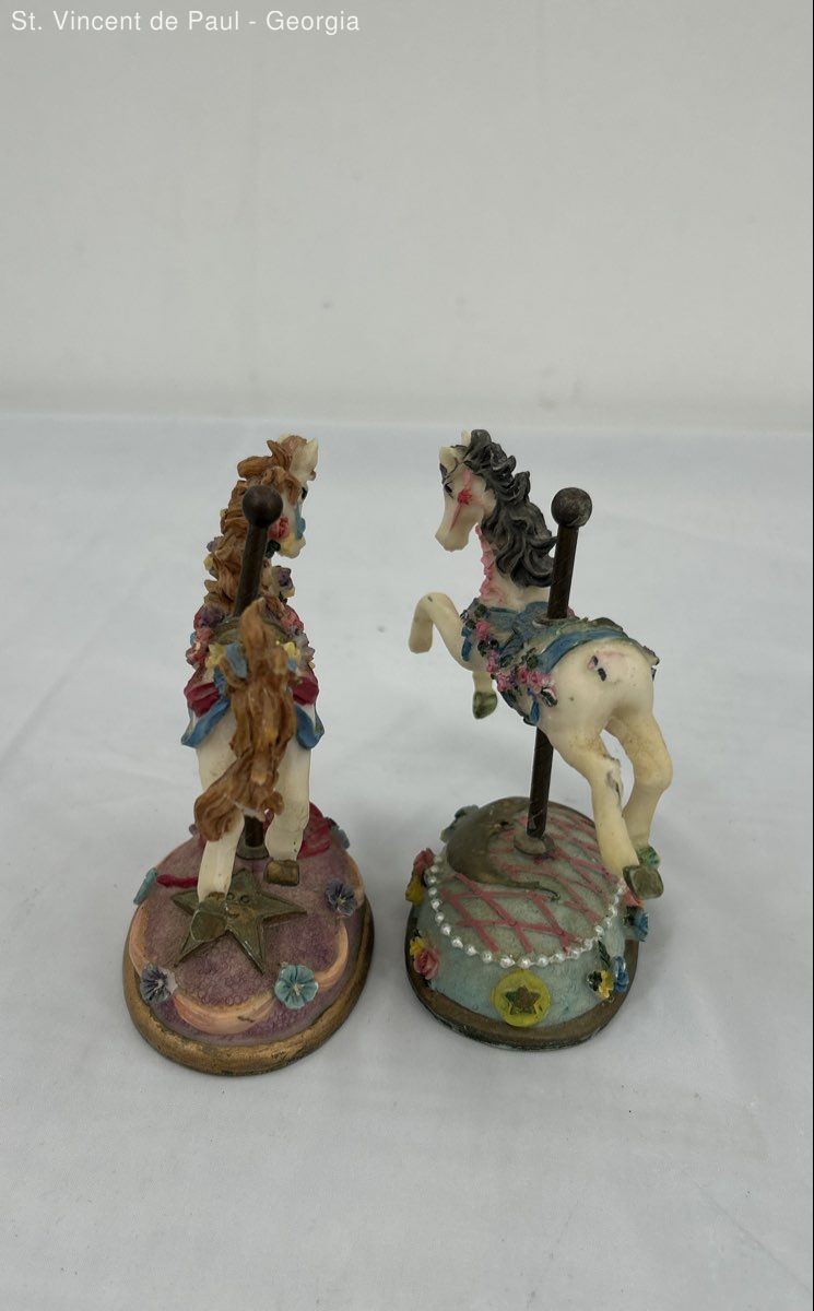 Lot of 2 Vintage County Fair Collection Yesterday Horse Heritage House Carousel