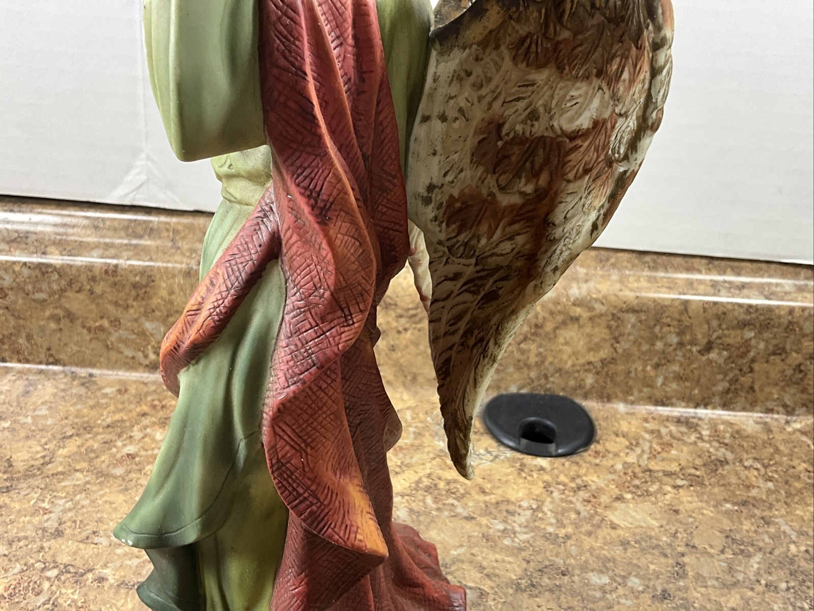 O’Well Hand Painted Fine Porcelain Tambourine Angel Figurine 11.50″H x 4.50″W