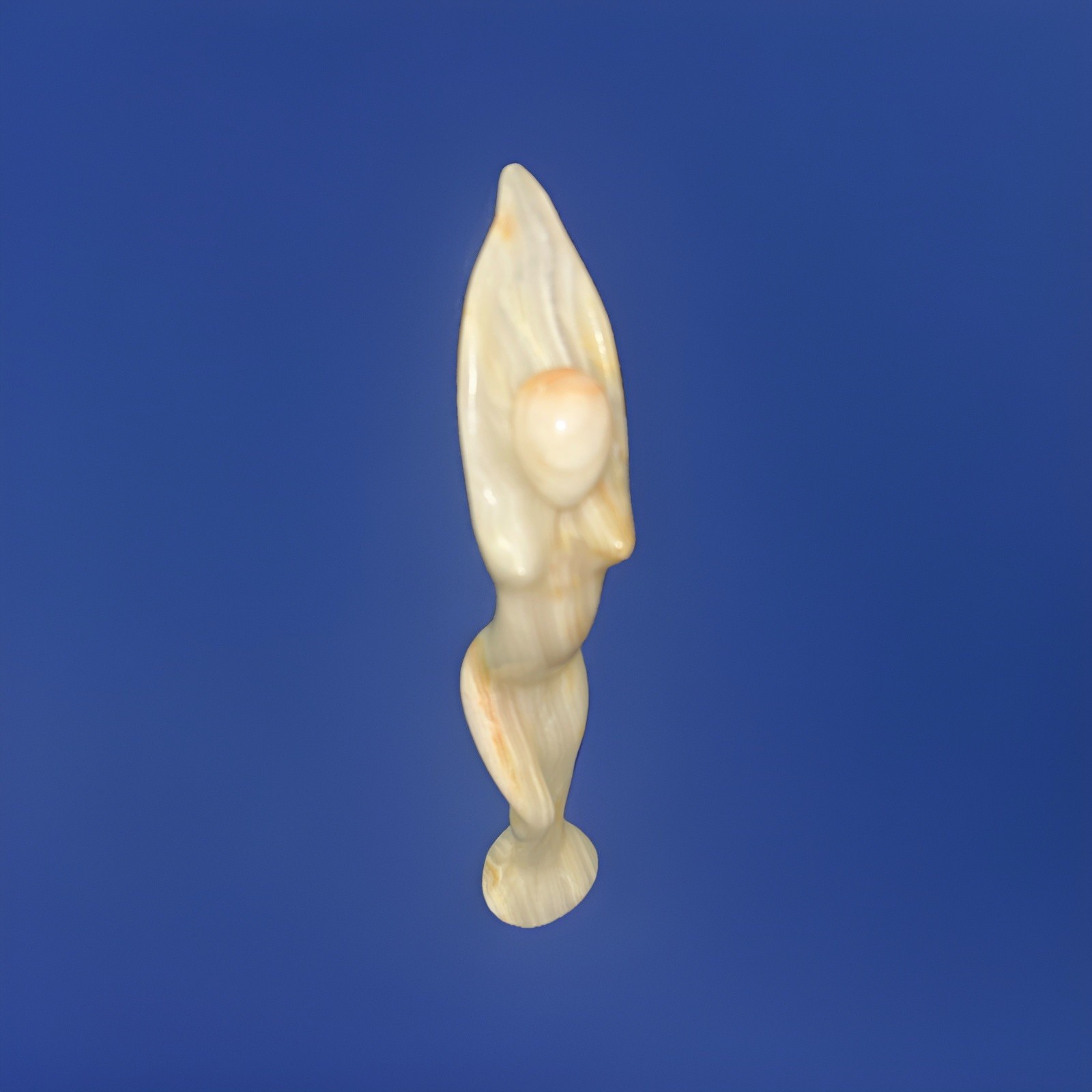 Vintage 10″ Marble Nude Goddess Minimalist Figure With Arms Raised Above Head