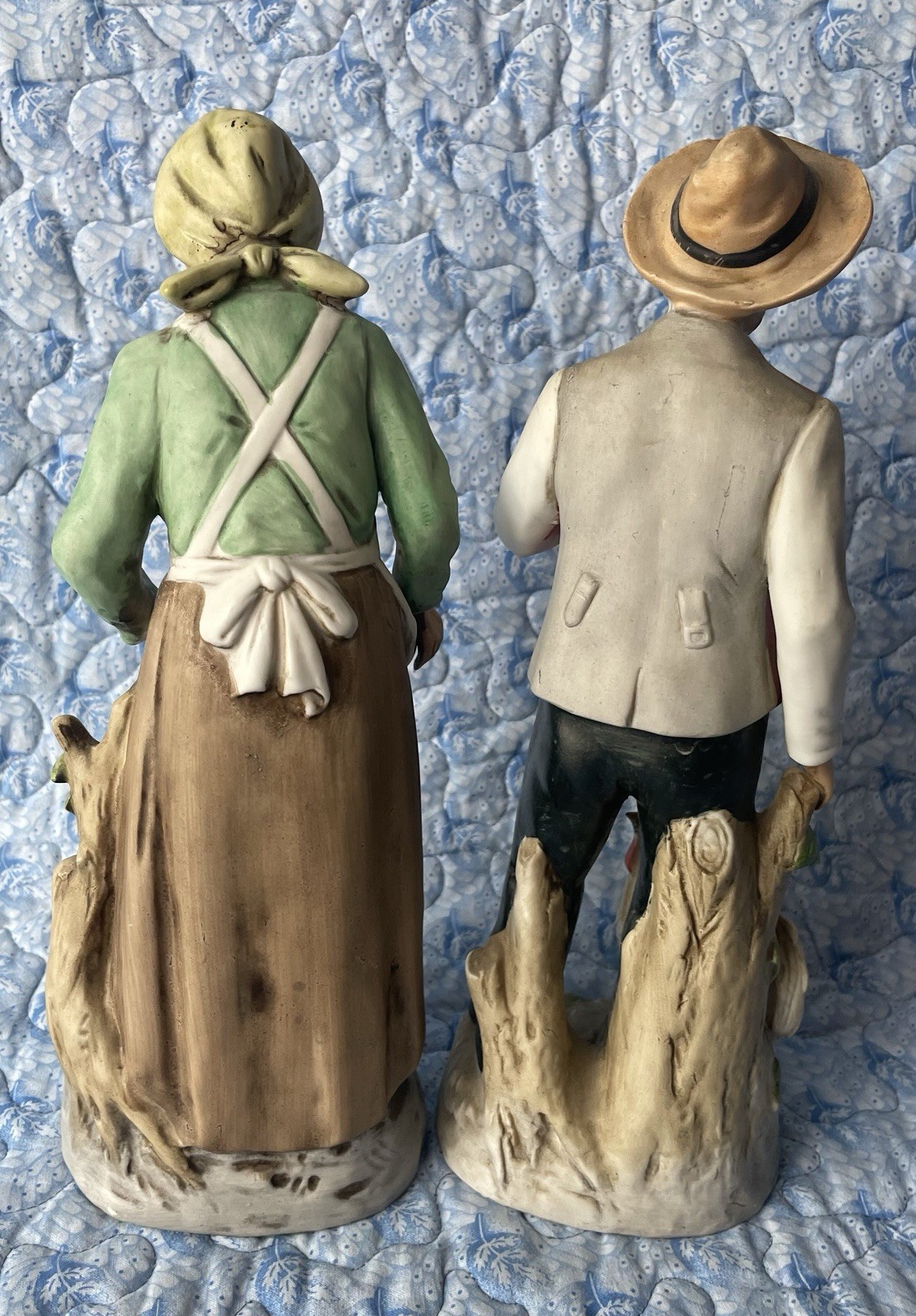 Chicken Farmer Porcelain Figurine Older Country Couple & Crop Of Birds