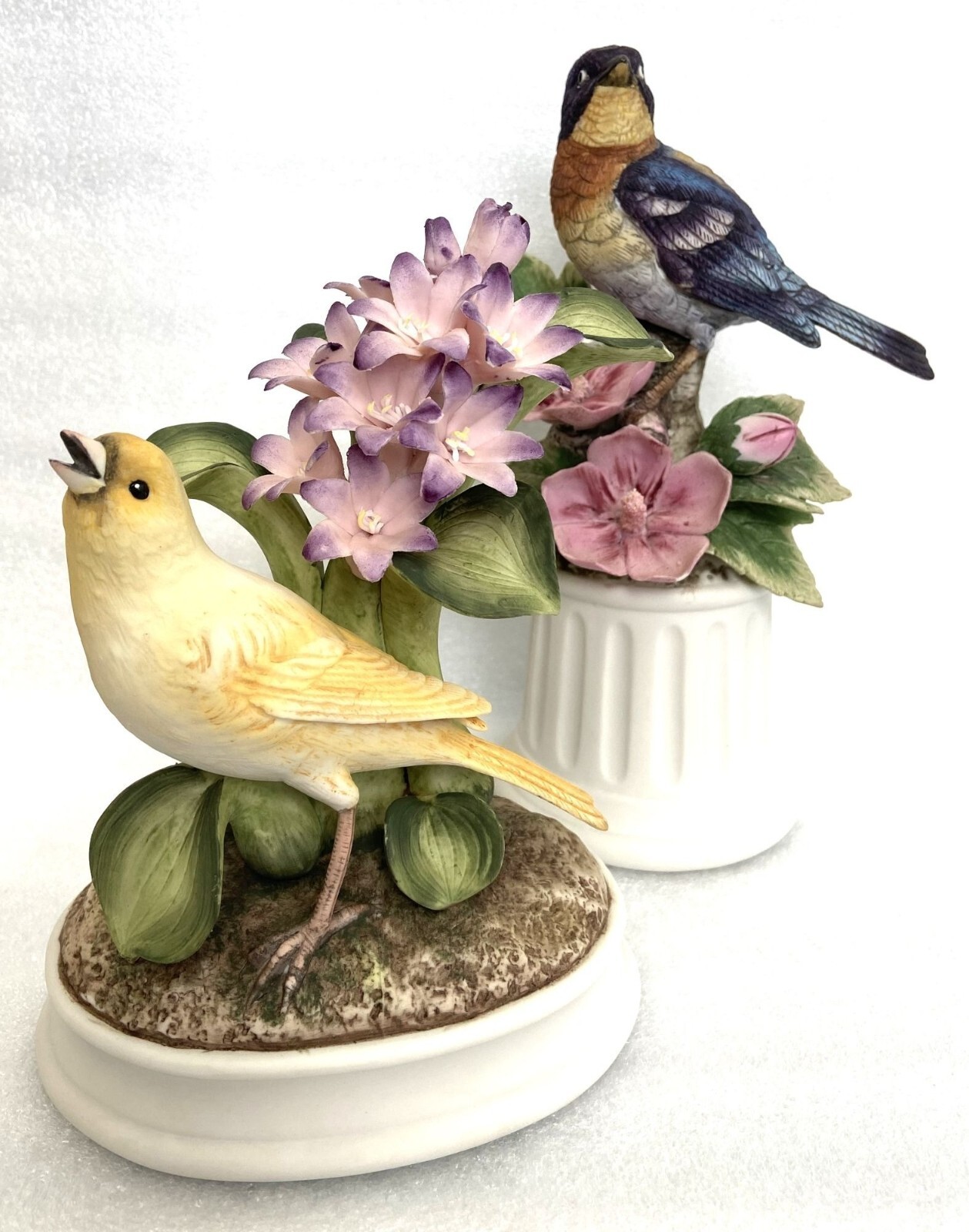 Vtg Andrea by Sadek Birds Porcelain Figurines Hand Painted w/Flowers: Canary and