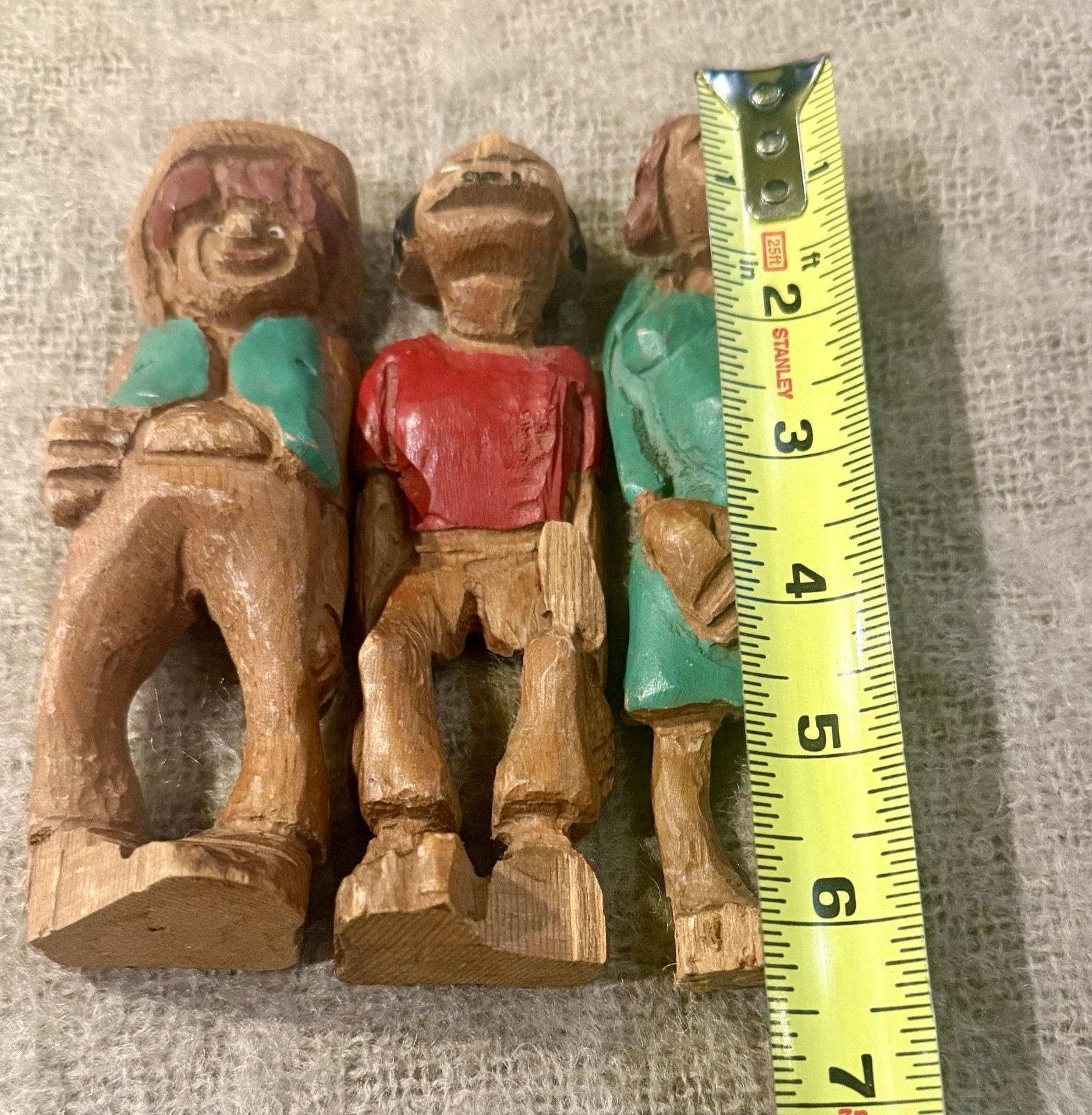 1970s Ozark/Style Hand Carved Wood Caricatures Trio Harold ENLOW- Style 5.75″