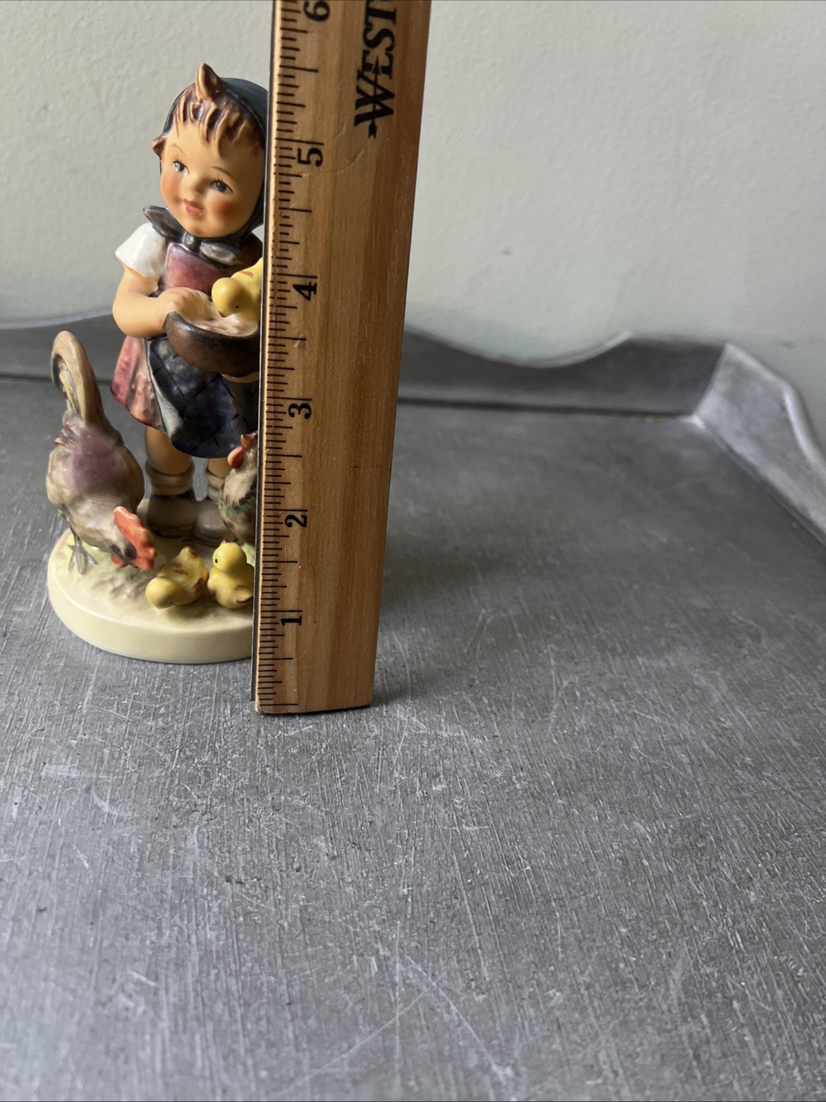 Hummel Goebel Feeding Time Girl With Chickens Porcelain Vintage 1948 199/I
