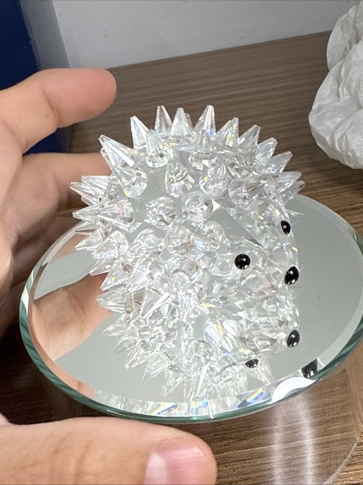 SWAROVSKI CLEAR GLASS CRYSTAL PORCUPINE FIGURINES SET OF 3