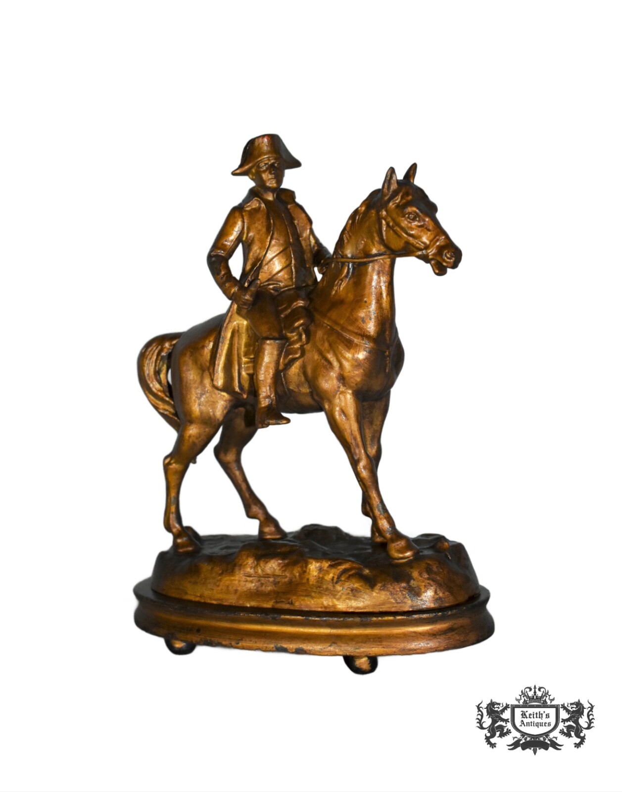 Antique Spelter Napoleon Type Figurine in Burnished Gold