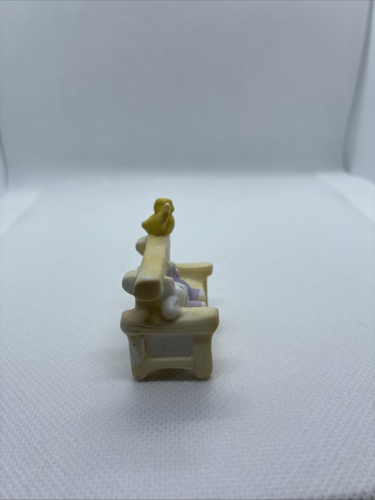 Vintage Easter Bunny Bench Figurine Sleeping Rabbit Chick Resin Mini Decor