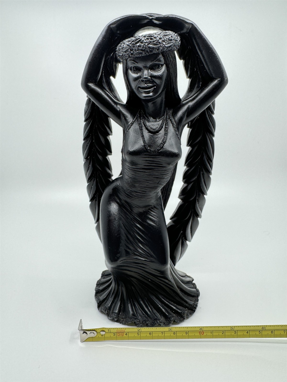 Vintage Coco Joe’s Hawaiian Tiki Hula Girl Dancer Black Lava Stone 10″ Figurine