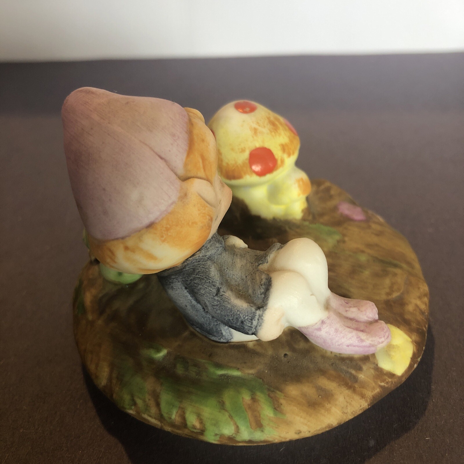 Homco #5404 Elf On A Mushroom Toadstool Trinket Box 3” Tall 3” Wide