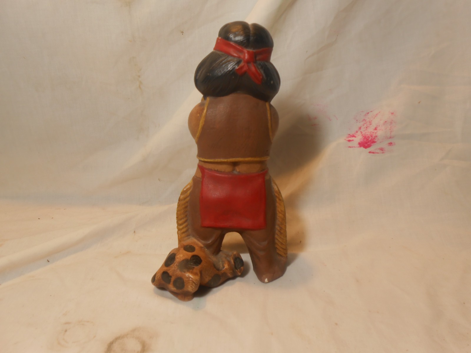 Vintage Chalkware Native American Carnival Prize RARE Painted 7 7/8″