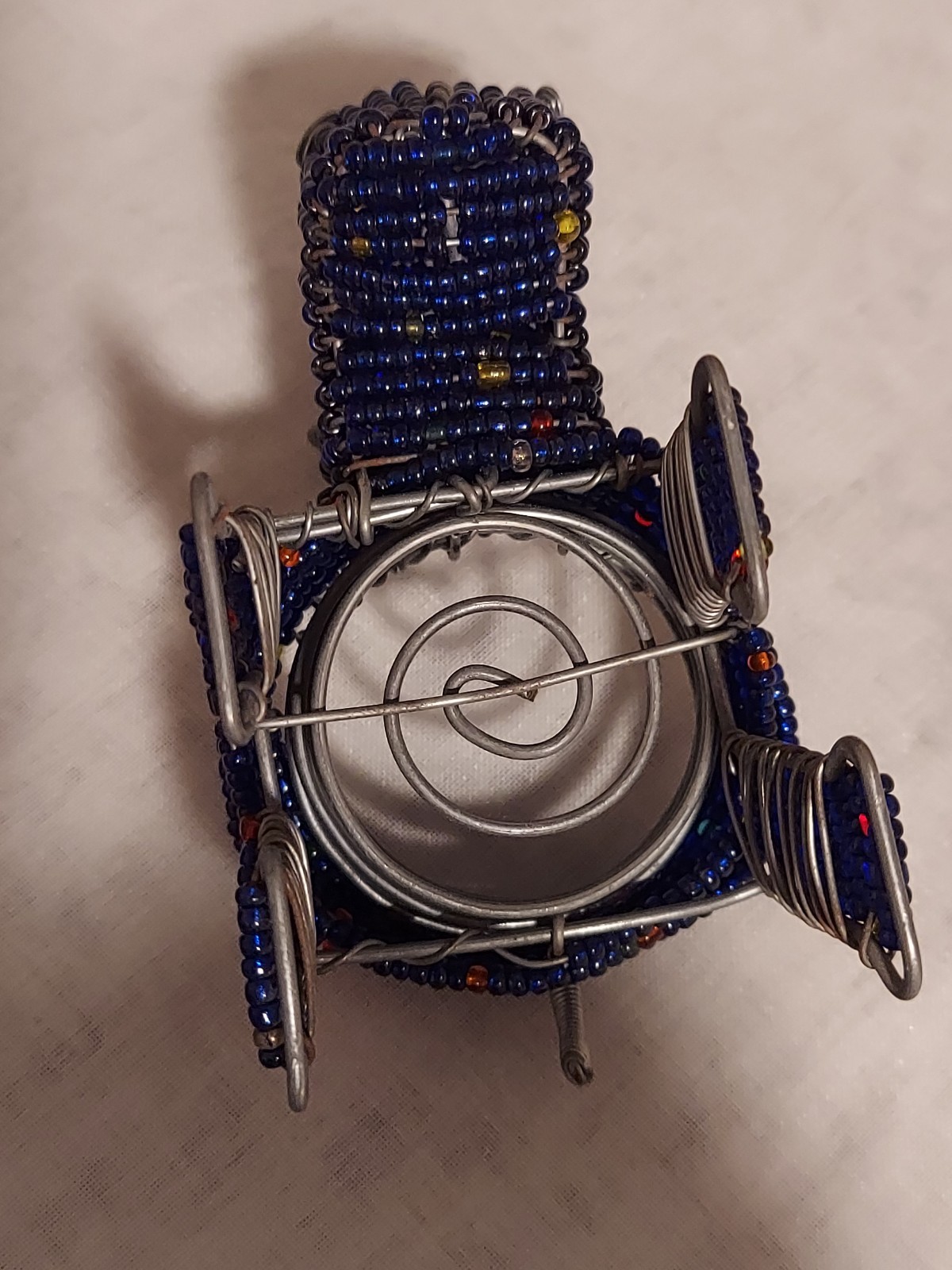 Hand Crafted Beaded Hippo Sculpure.