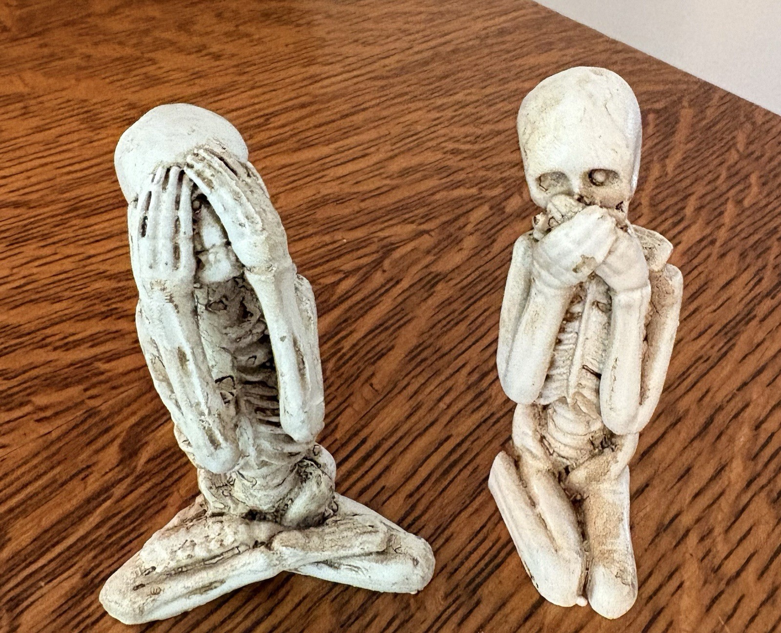 See Speak No Evil Resin Skeleton Figurines 2.75″ Mini Decor 2 Pc Set Halloween