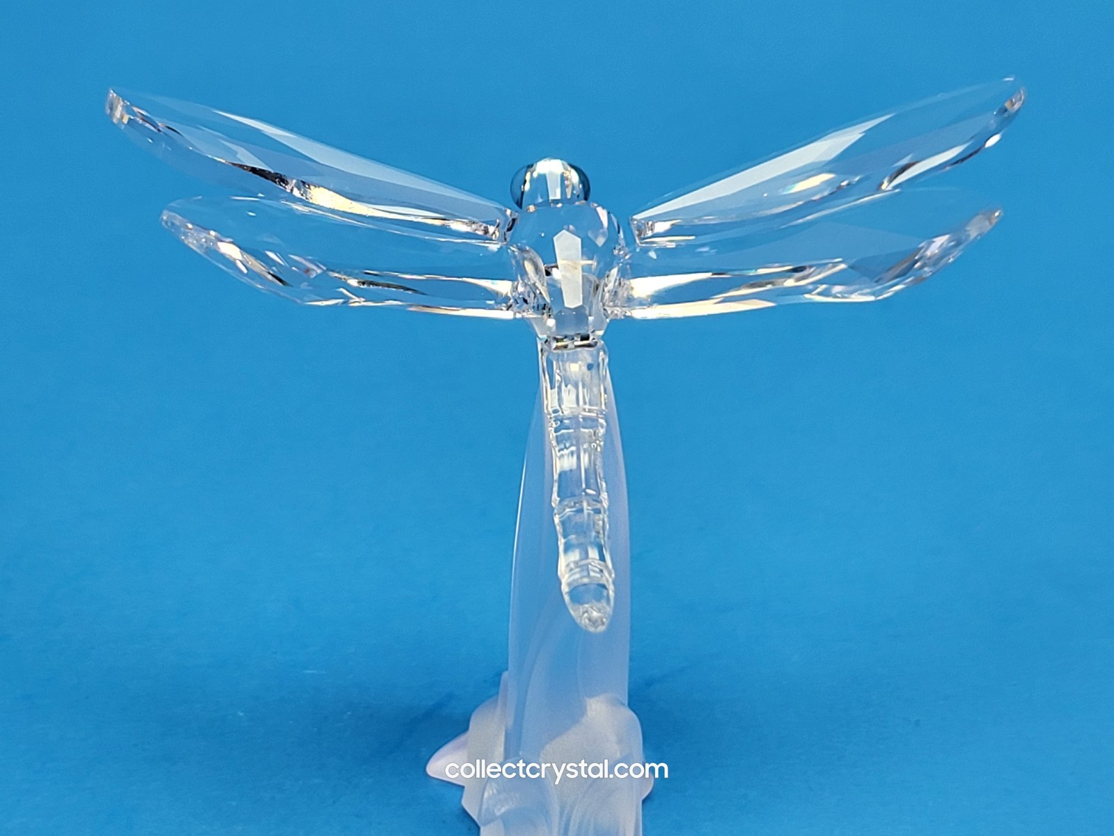 Swarovski Dragonfly Figurine Retired # 190264 -Blue/Black Eyes clear frosted fig