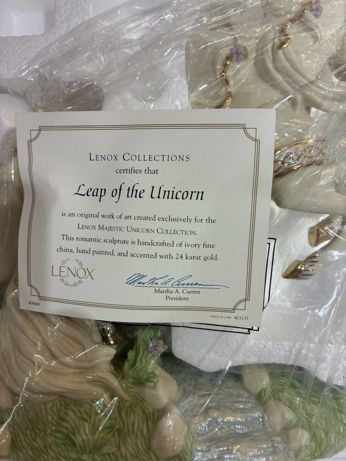 Lenox “Leap of the Unicorn” Figurine Collectible Porcelain 24k Gold Accent #4336