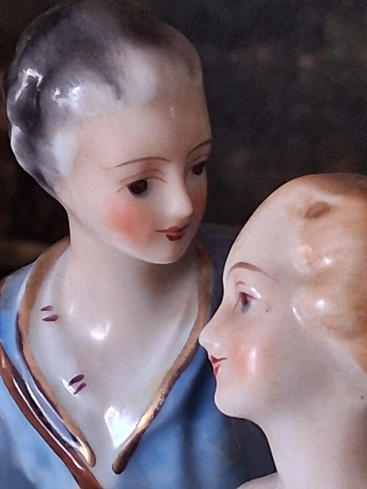 Dresden Style Hand Painted Porcelain Couple w Lamb Floral Figurine Figural Group
