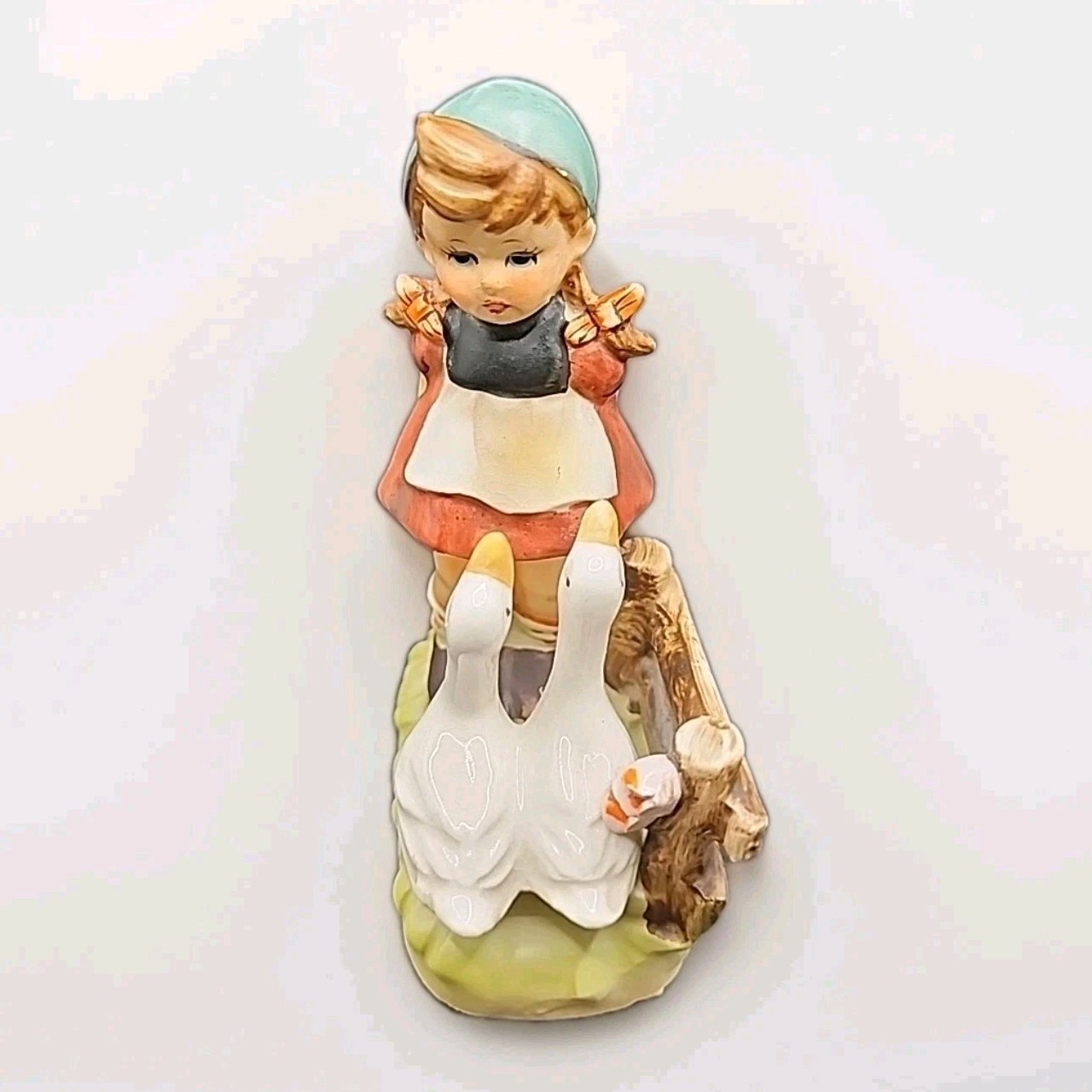 Vtg Figurine Anart Life On The Farm Erich Stauffer 8394 Girl Geese Basket Roses