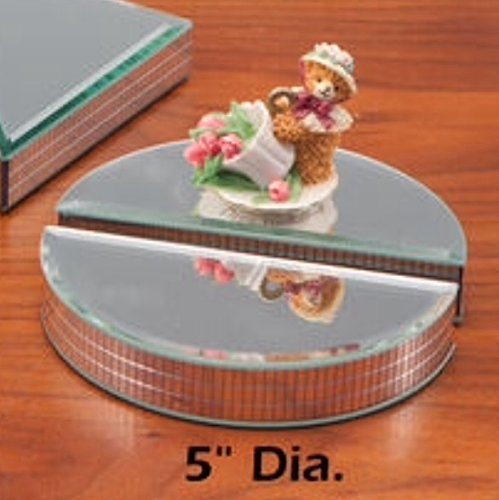5″ SET OF 2 HALF CIRCLE BEVELLED MIRROR RISERS Silver Display Stand Mirror Riser