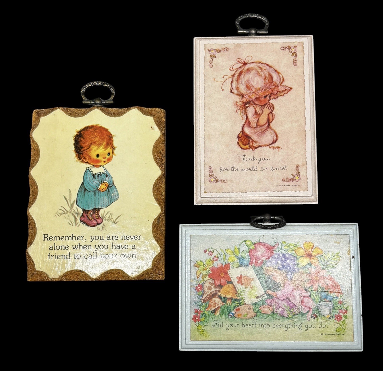 Vintage Hallmark Mini Plaques ~ Cute Little Girls Decor 1970s 1980s