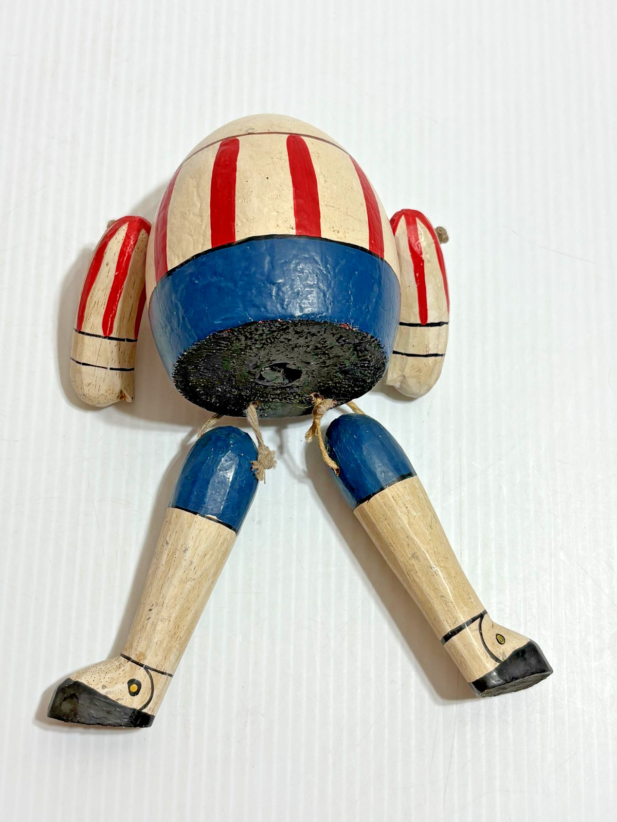 Vintage Composition Wood Humpty Dumpty String Held Doll Shelf Sitter Figure
