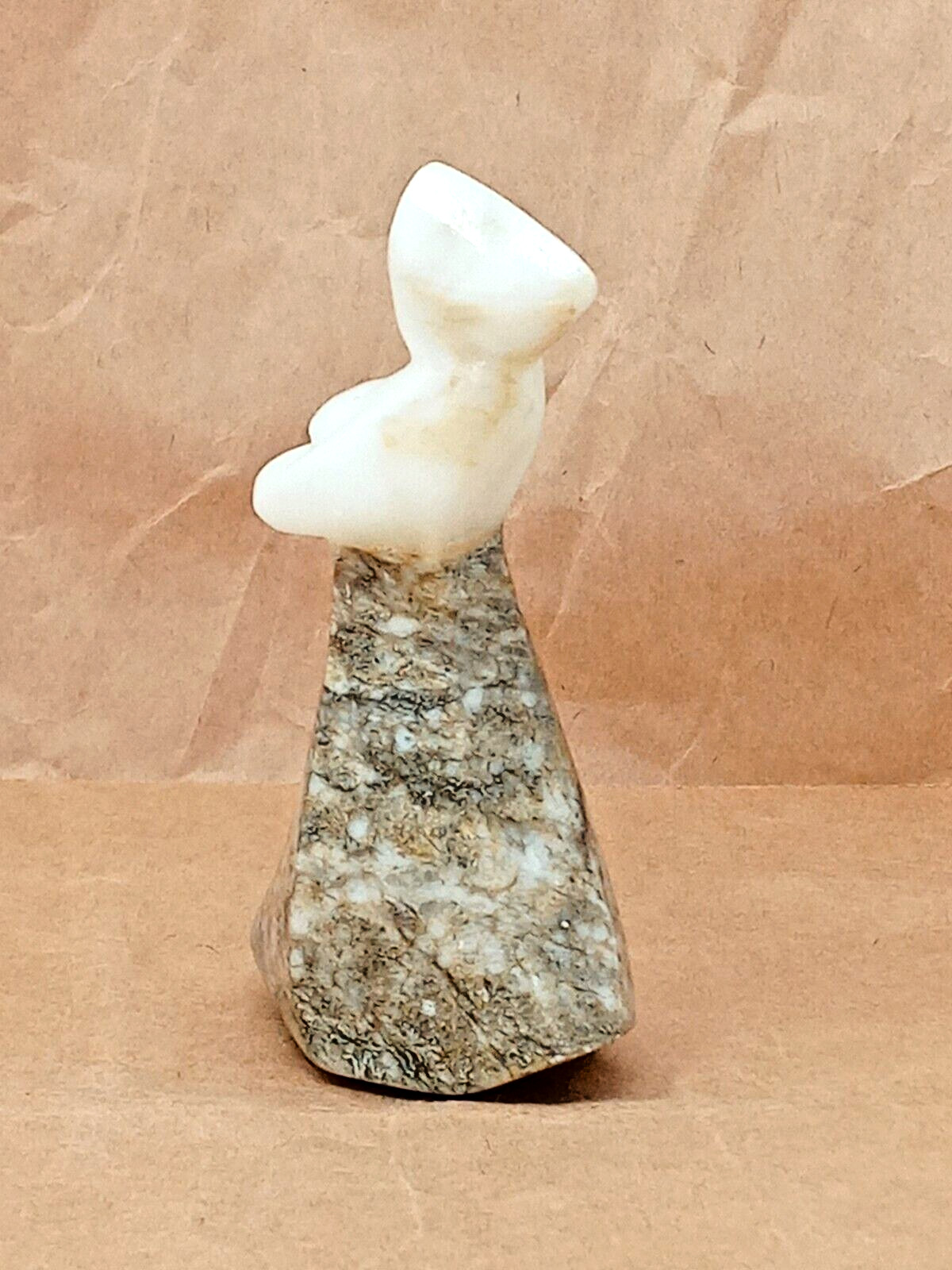 USSR Woman Marble Statue hand carved 4.5″ t female vintage 1970s soviet russia