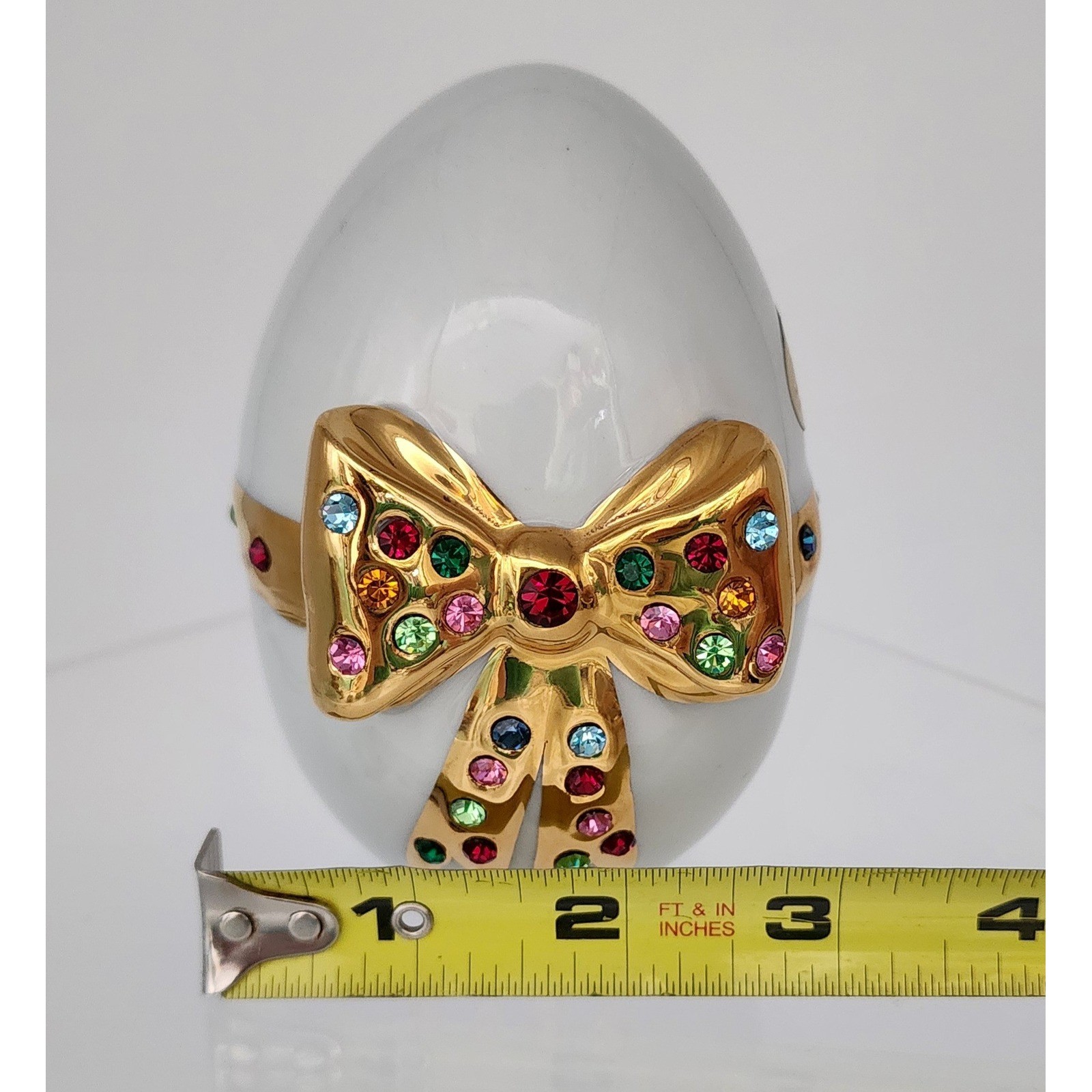 Capodimonte Polaris Porcelain Egg Figurine White Gold Swarovski Crystal Italy 4″