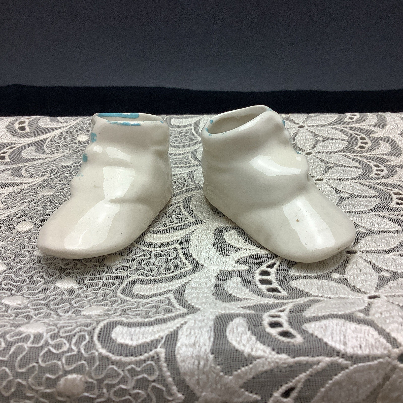 Vintage Ceramic Baby Blue Boy Boots/ Shoes