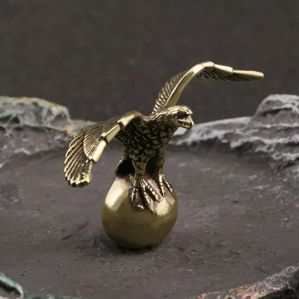 Solid Brass Eagle Figurine Small Statue Home Ornaments Animal Figurines Gift