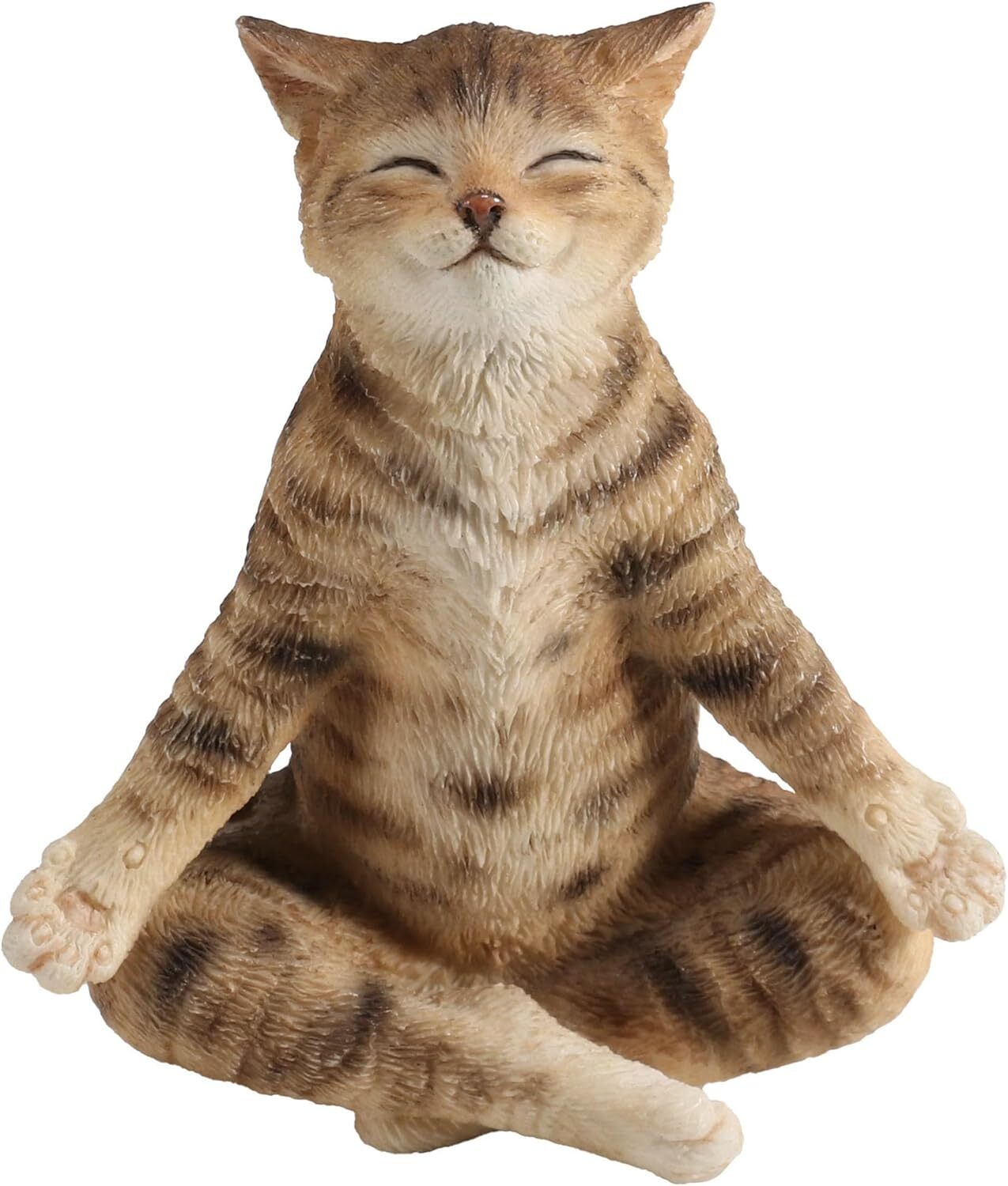 Veronese Design 3 3/8 Inch Brown Tabby Yoga Cat Lotus Pose Resin Animal