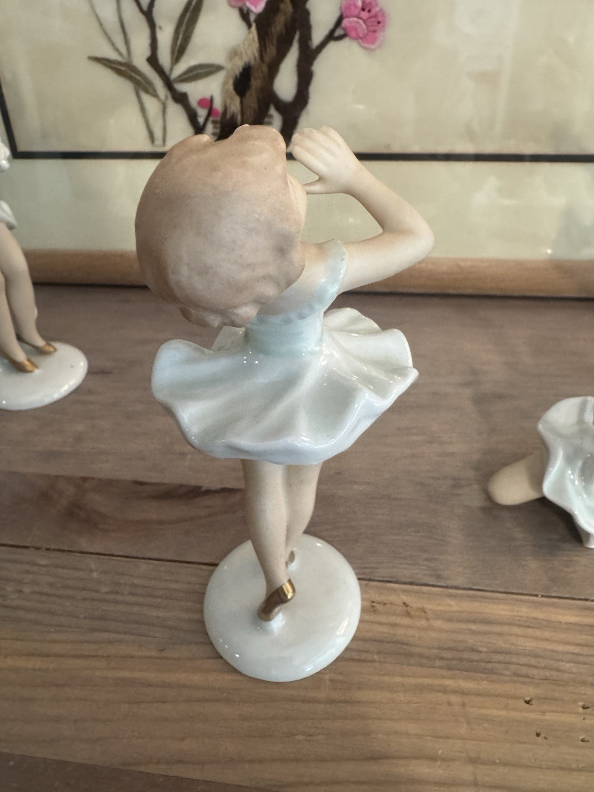Wallendorf Porcelain Ballerina Figurines Set4 White & Gold German Ballet Dancer