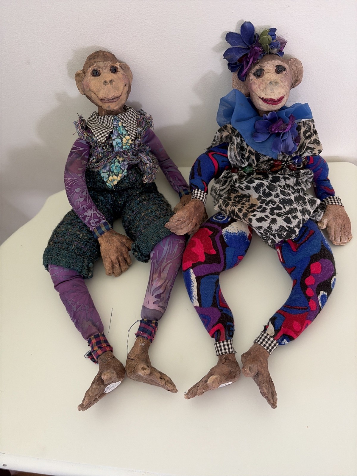 Monkey Whimsical Dolls, Not Sure Of Mfg As Not Markings Can Be Found. M&F
