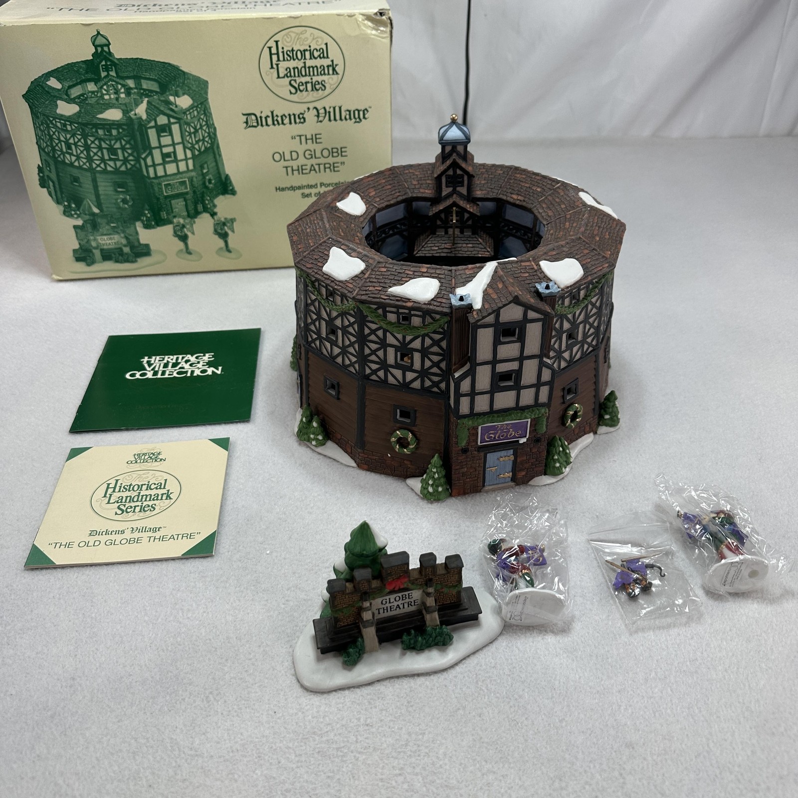 Vintage Department 56 Dickens Village Old Globe Theatre Porcelain Set W Box