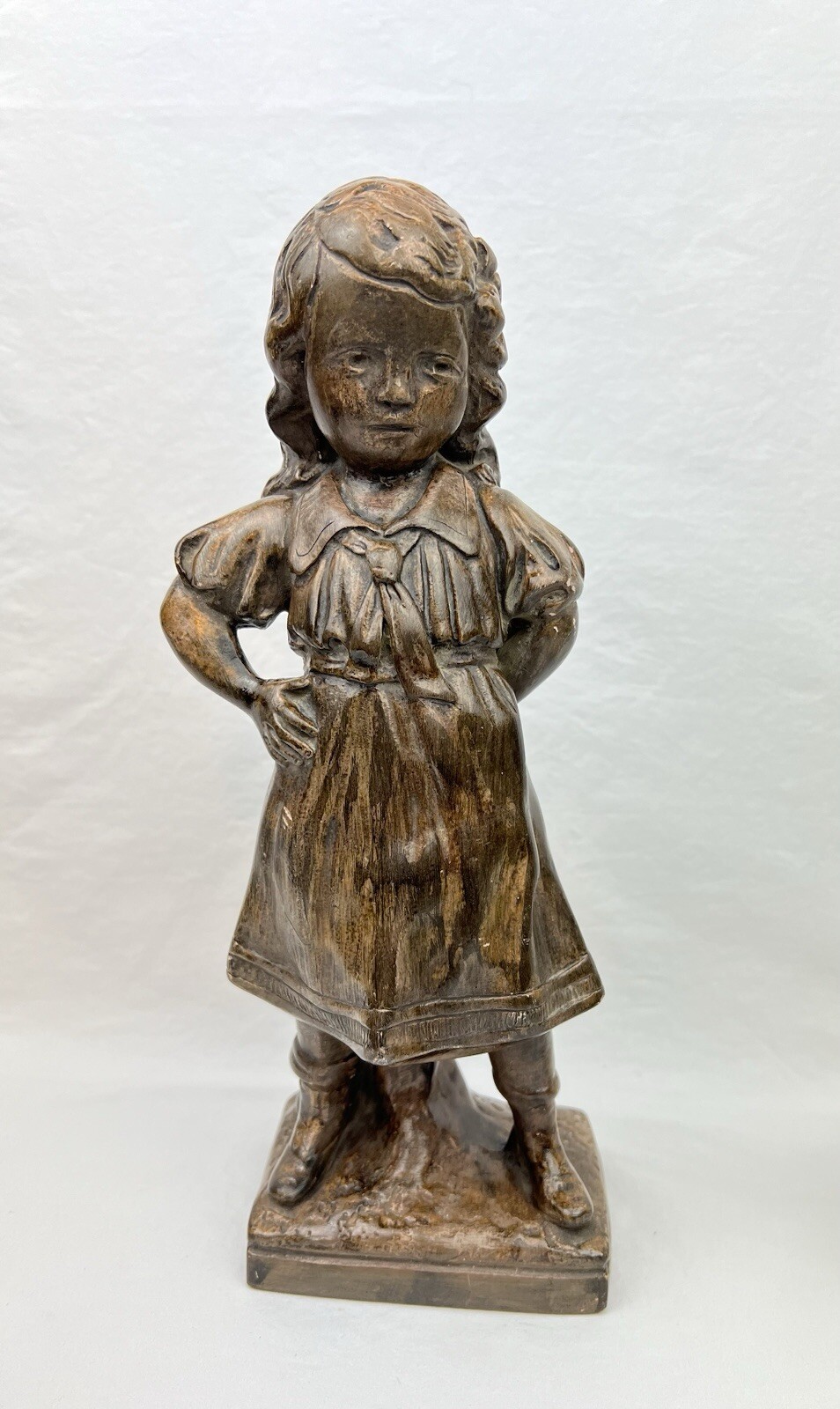 Antique Plaster School Child French Statue Chateau Style Art Deco 1900’s Figure