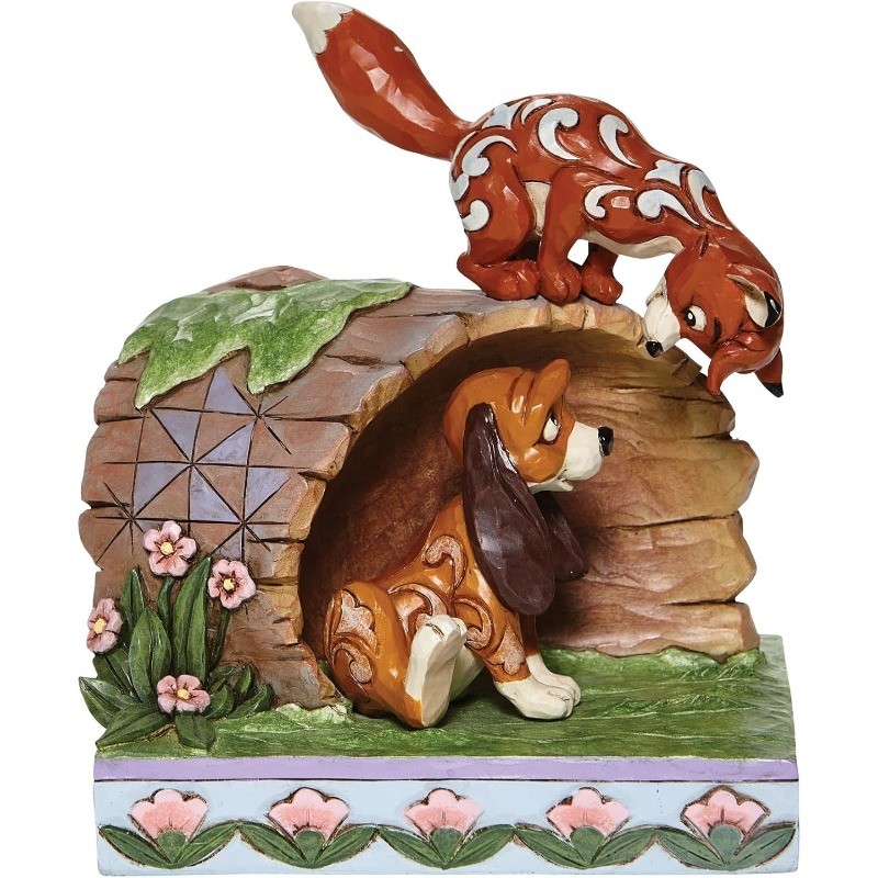 Traditions by Jim Shore the Fox and the Hound on a Log Figurine, 5.75 Inch