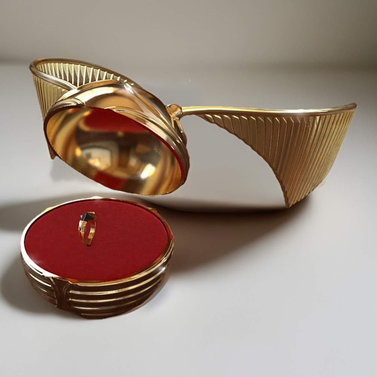 Bradford Harry Potter Golden Snitch Cast Metal Music Box Plays Hedwigs Theme 6″