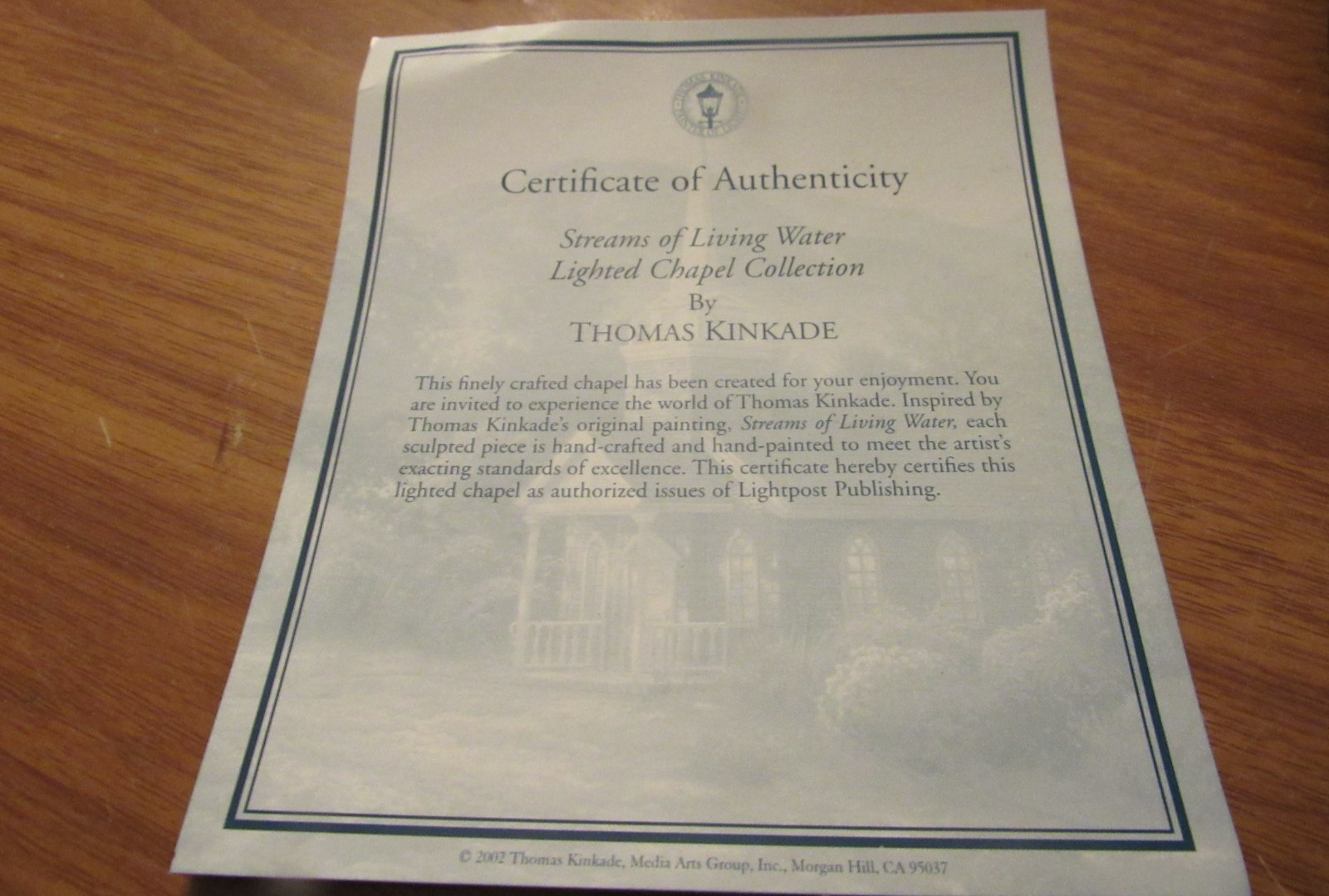 Thomas Kinkade STREAMS OF LIVING WATER Lighted Figurine w/ orig box