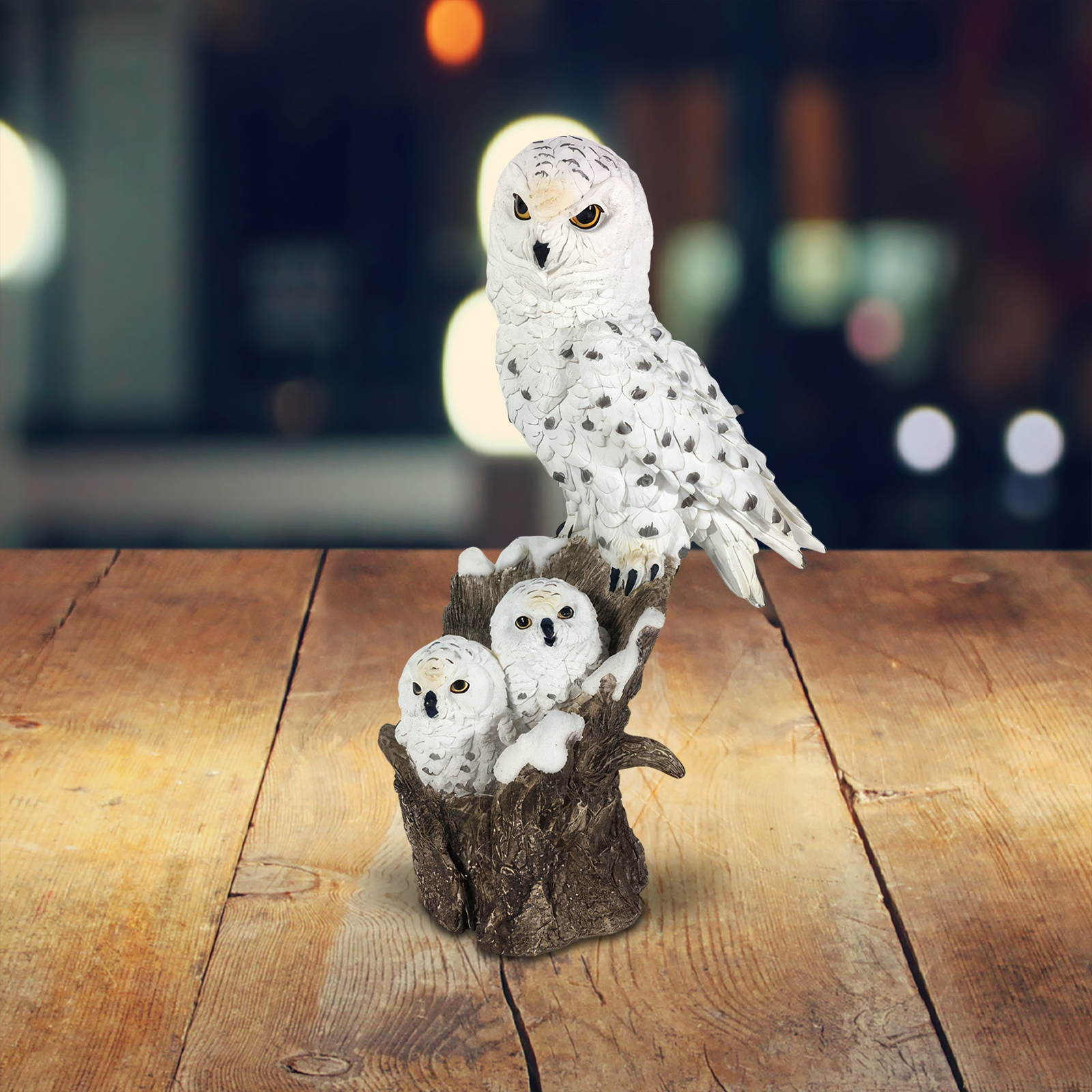 11.5″H Snow Owl with Babies Figurine Ornament Home Decor Unique Gift